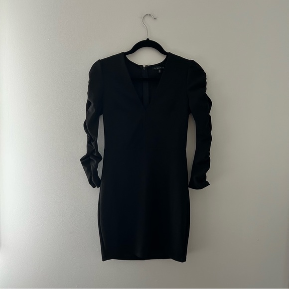 Dynamite Black Ruched Sleeve Mini Dress - Picture 2 of 9